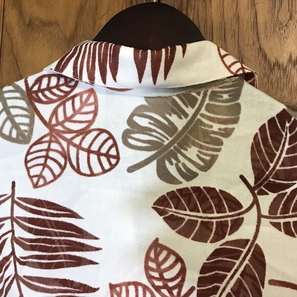 Alfred Dunner Women's 10 Cream Tan & Rust Sheer Blouse 3/4 Sleeve Button-Up Top - Picture 6 of 9